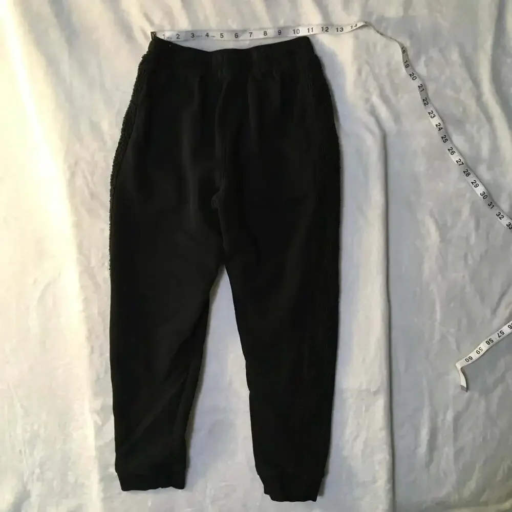 Nike Boys Black Jogger Sweatpants with Faux Fur Side Stripes